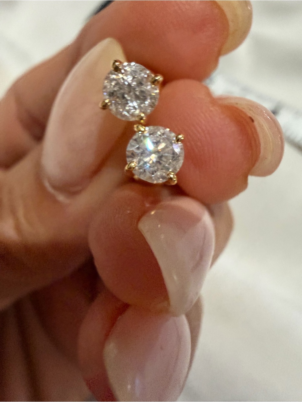 14K YG Natural Diamond Stud Earrings – 1.08 CTW | Screw Back | Certified